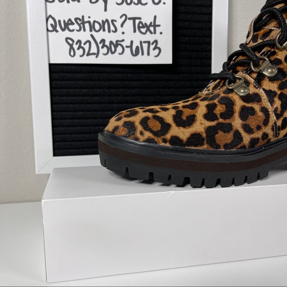 TIMBERLAND LONDON SQUARE HIKER ANKLE BOOTS WOMENS SIZE 6 LEOPARD PRINT BROWN SHE - Picture 5 of 10